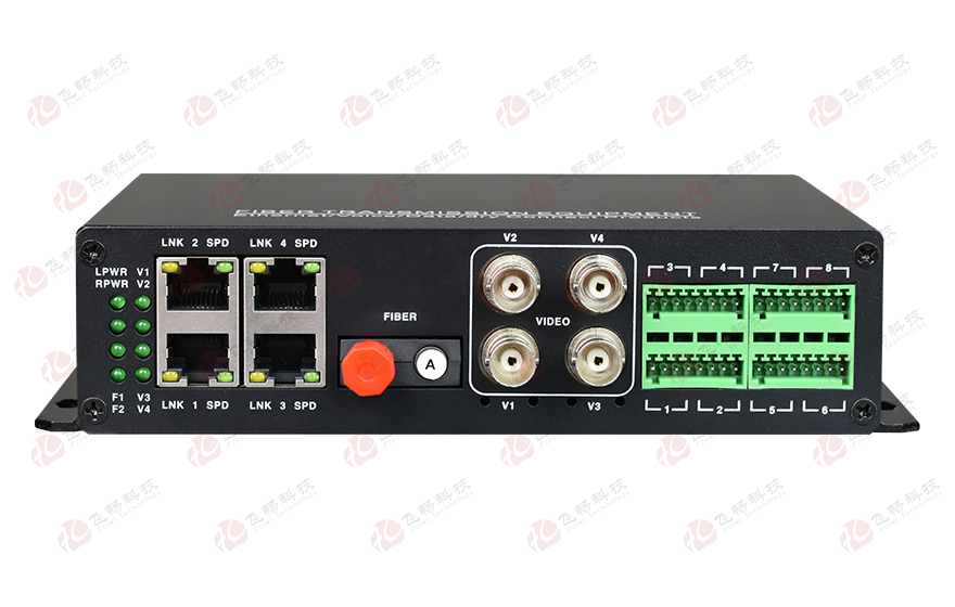 飛暢科技-4路視頻+4路百電(物理隔離)+開(kāi)關(guān)量+串口+電話光端機(jī) 專(zhuān)用光端機(jī)